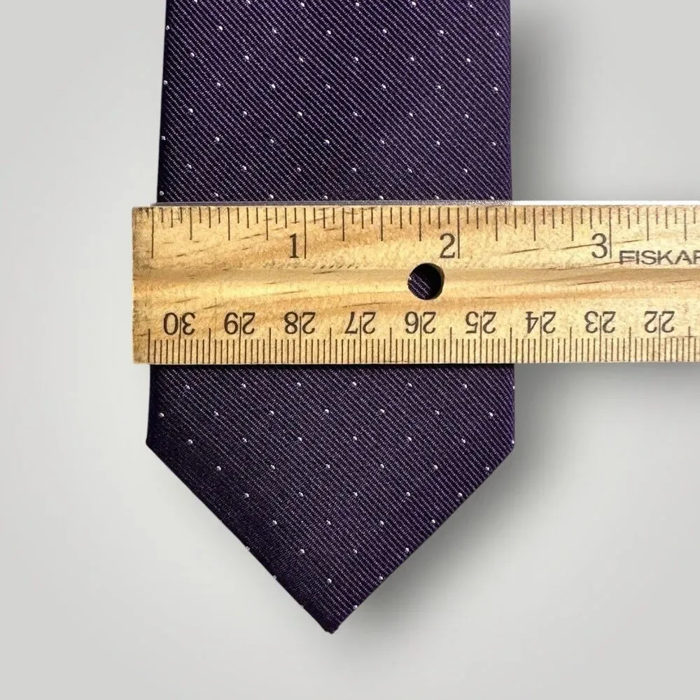 J.CREW Tie Silk Tie 100% Silk Skinny Tie Purple Polka dot NWOT